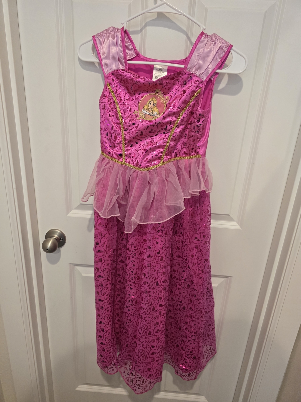 Disney Sleeping Beauty Pink Princess Costume Dress with Gold Trim
